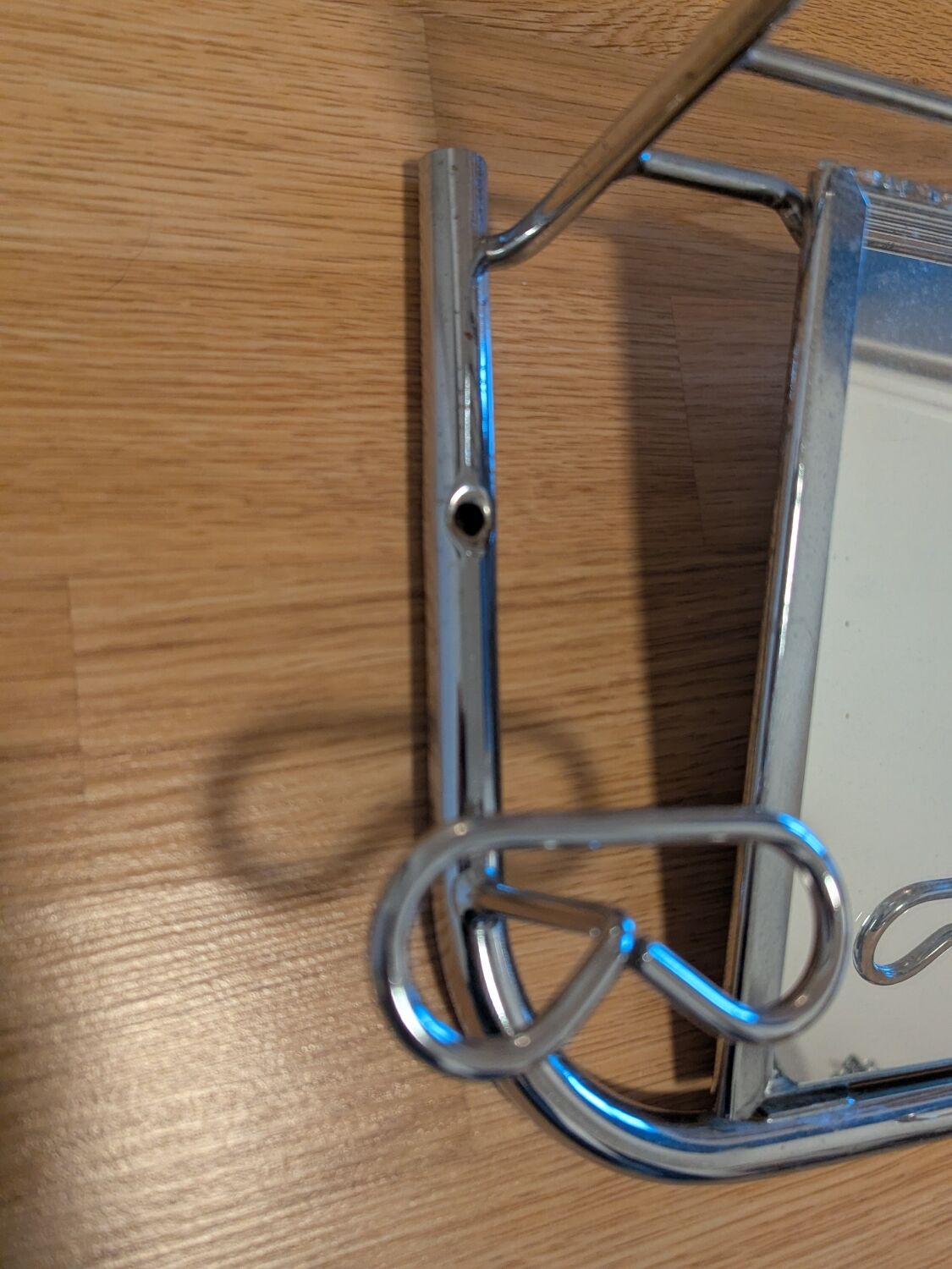 Coat rack with 4 hooks, mirror, chrome metal