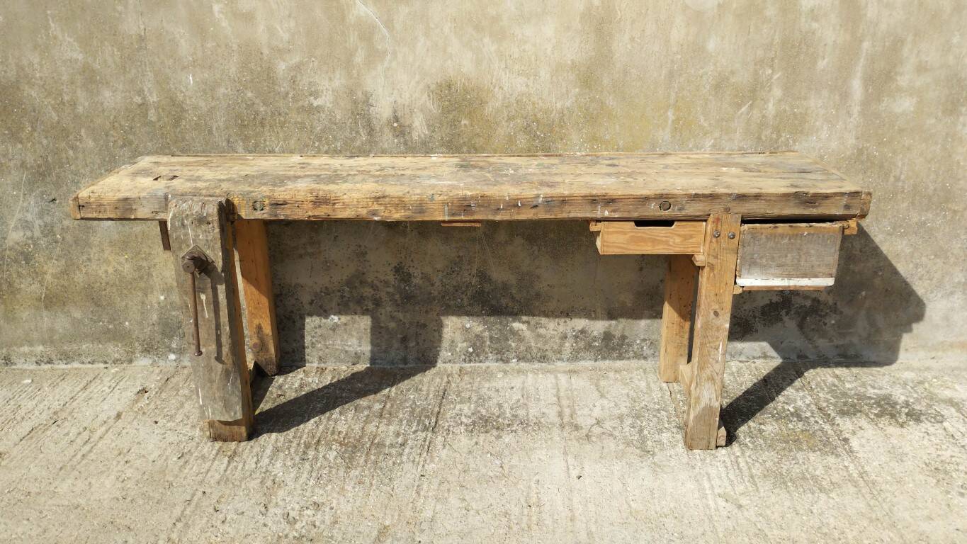 wooden carpenter workbench