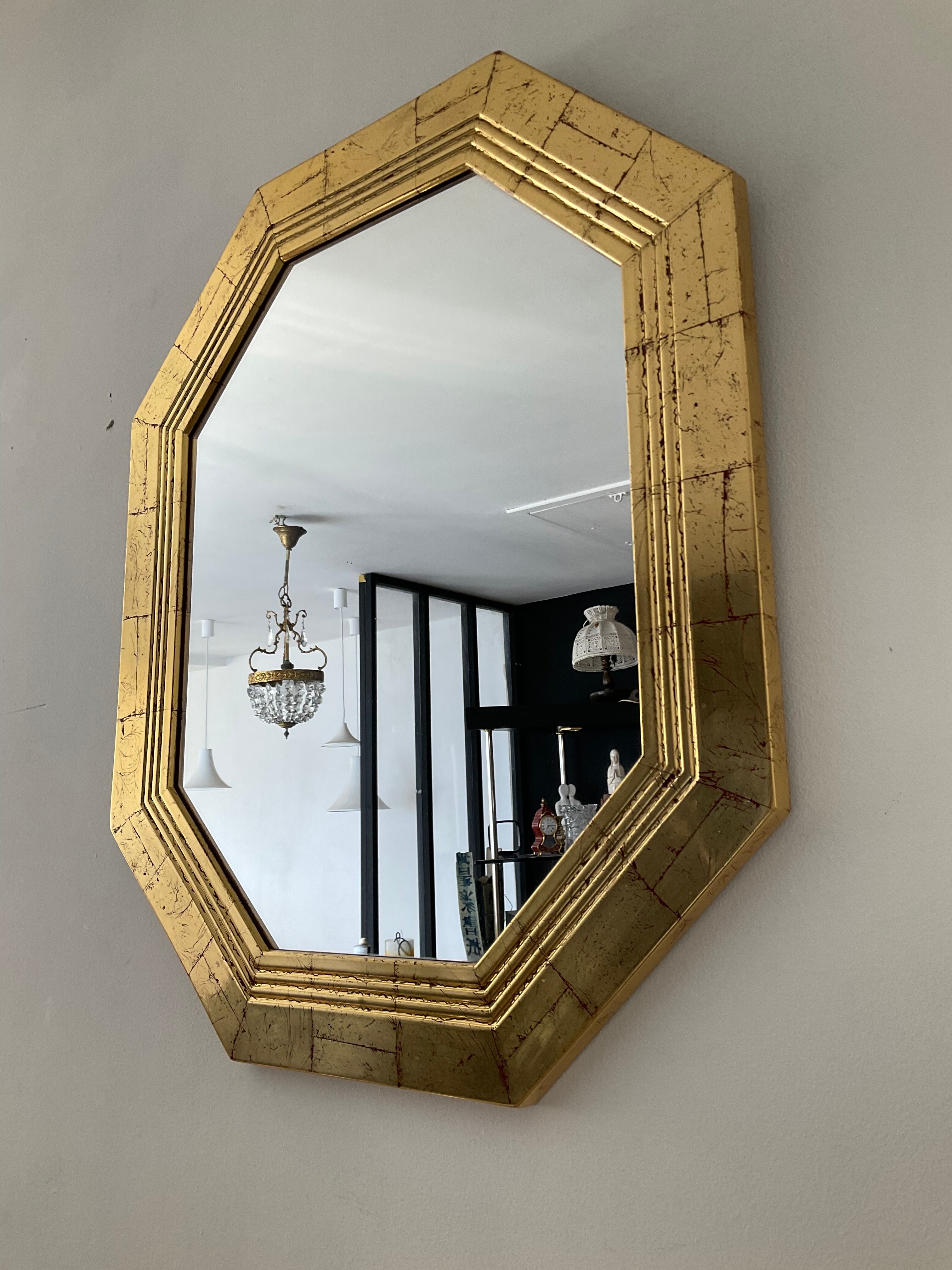 Vintage Deknudt mirror in gilded wood from the 70s