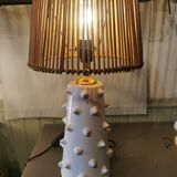 Moroccan white ceramic spiked lamp base