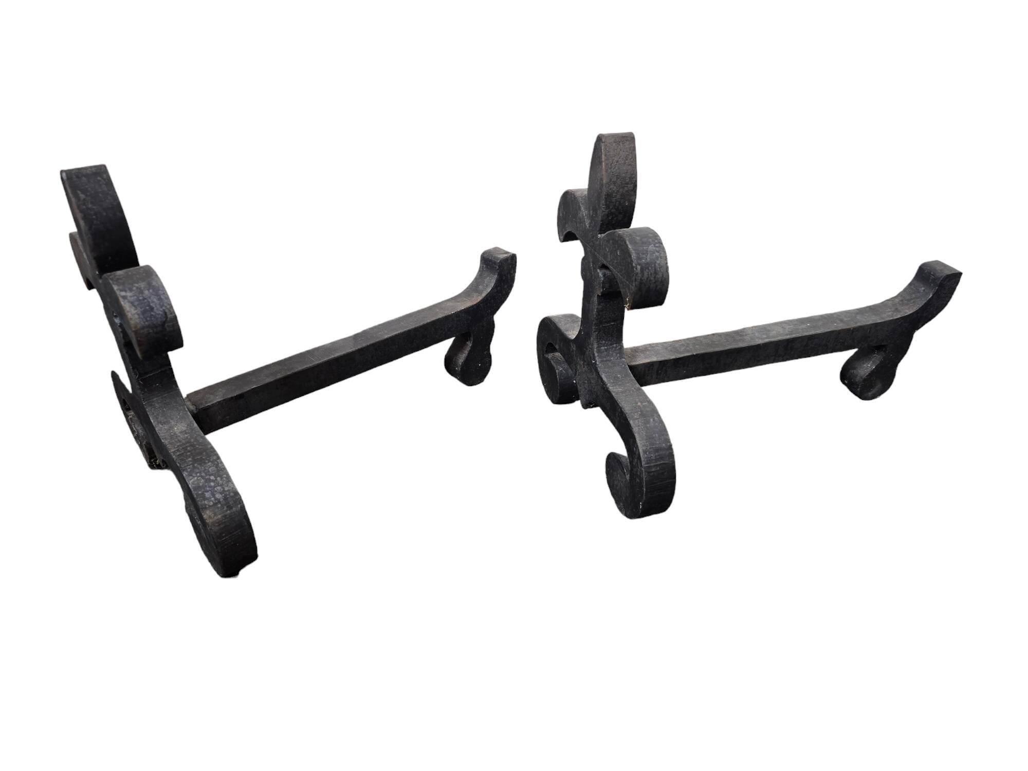 Pair of wrought iron andirons