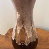 Brown German Fat Lava Style Vase with Drip Glaze, Töpferei Zimmermann