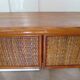 Vintage cane rattan desk with a large top and 5 drawers - 1960s/70s.