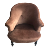 Napoleon III toad armchair chocolate color velvet