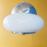 “Saturn” suspension in chrome and opaline glass