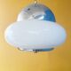 Suspension “Saturne” en chrome et verre opalin