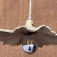 Mid-Century style ceramic flower suspension - beige stoneware