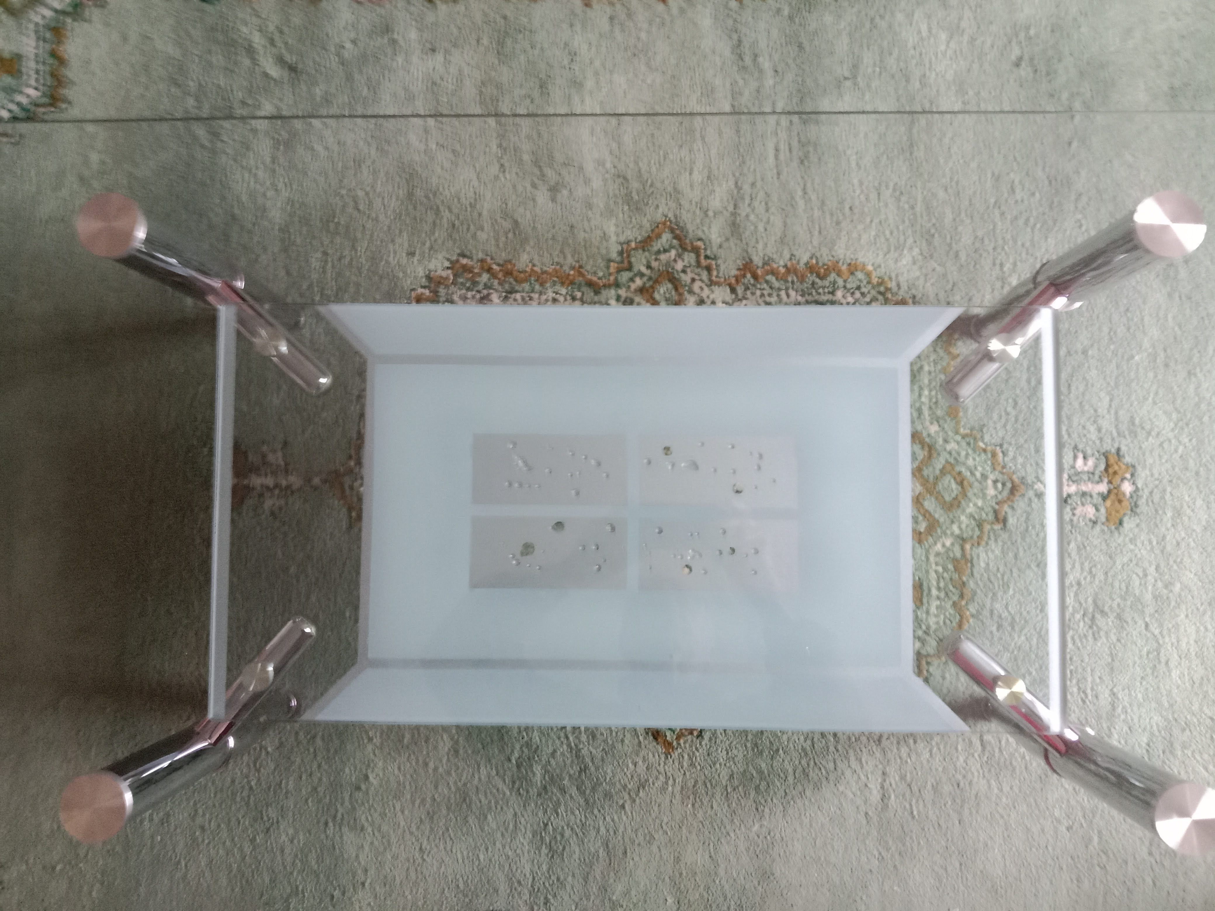 Glass coffee table, two tops 110X65 cm