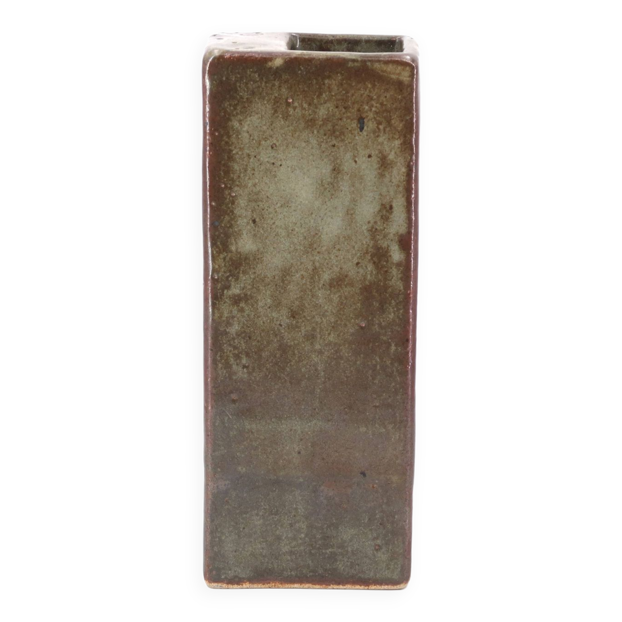 Signed stoneware brick vase, 1970s