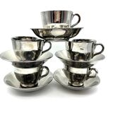 5 cups silver tea and teapot in English faience 19th century