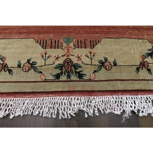 1970s Vintage Turkish Handmade Wool & Cotton Red Area Rug 239x363