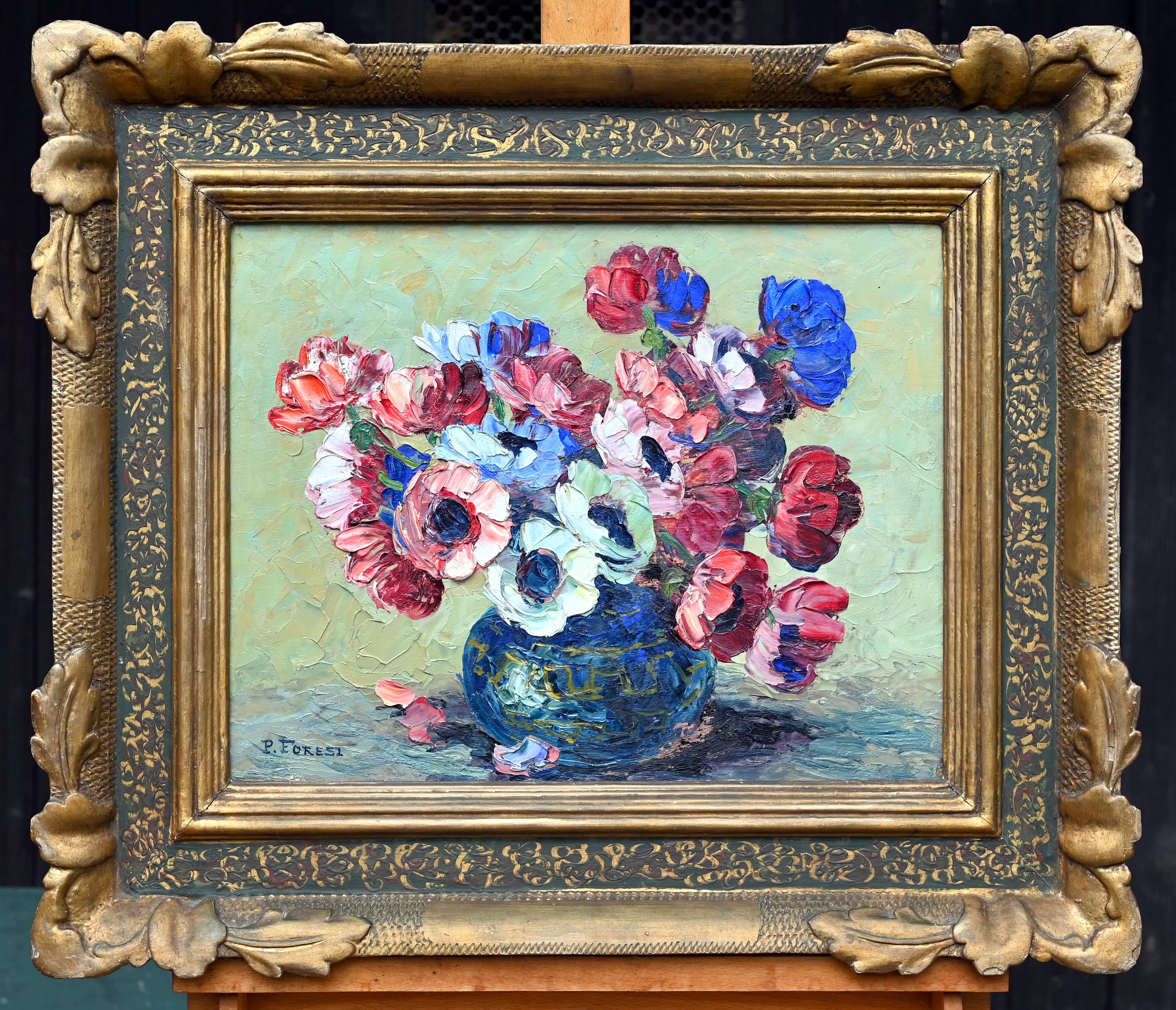 Bouquet of anemones by Pierre Forest (1881-1981), painter from Nice