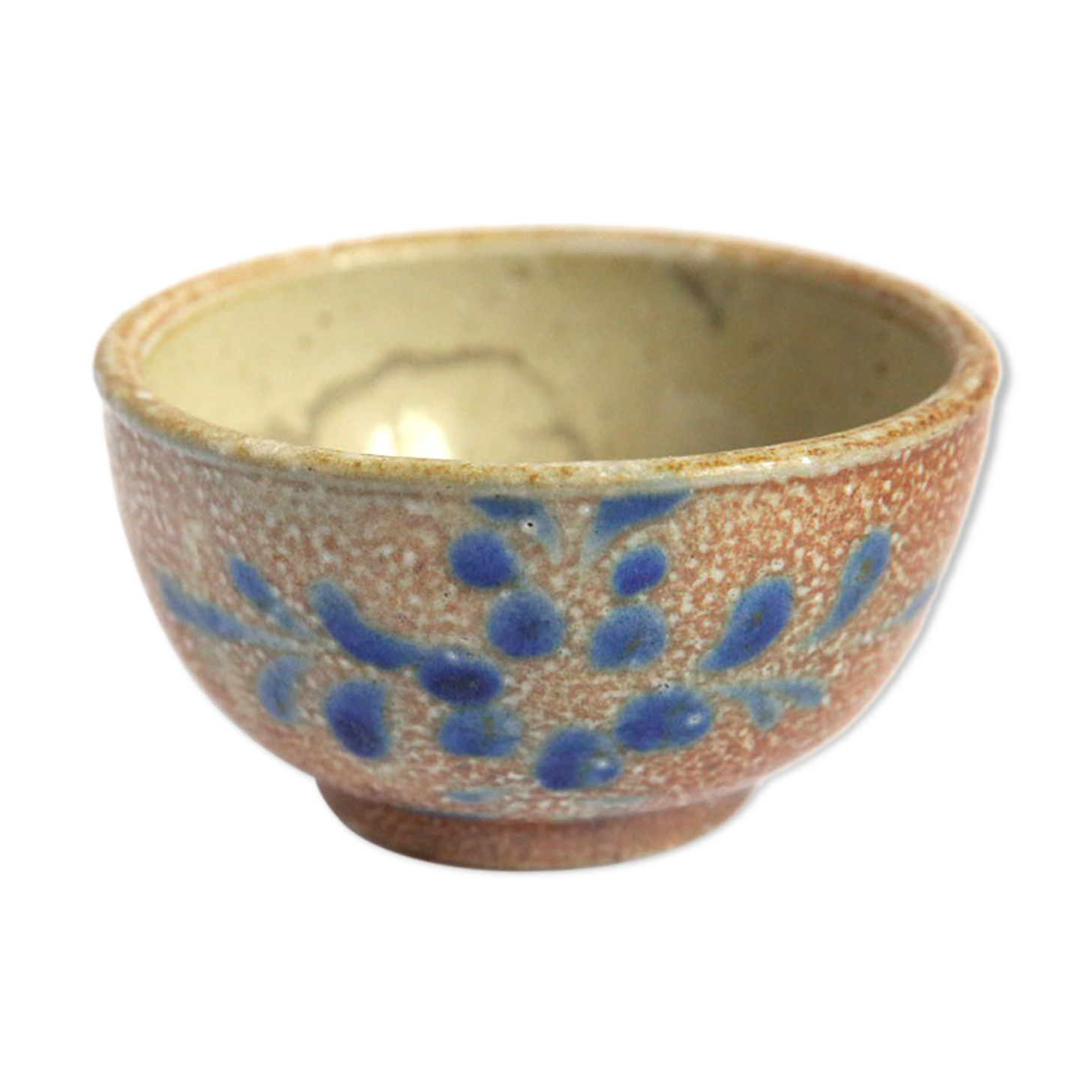 Sandstone bowl with blue flowers