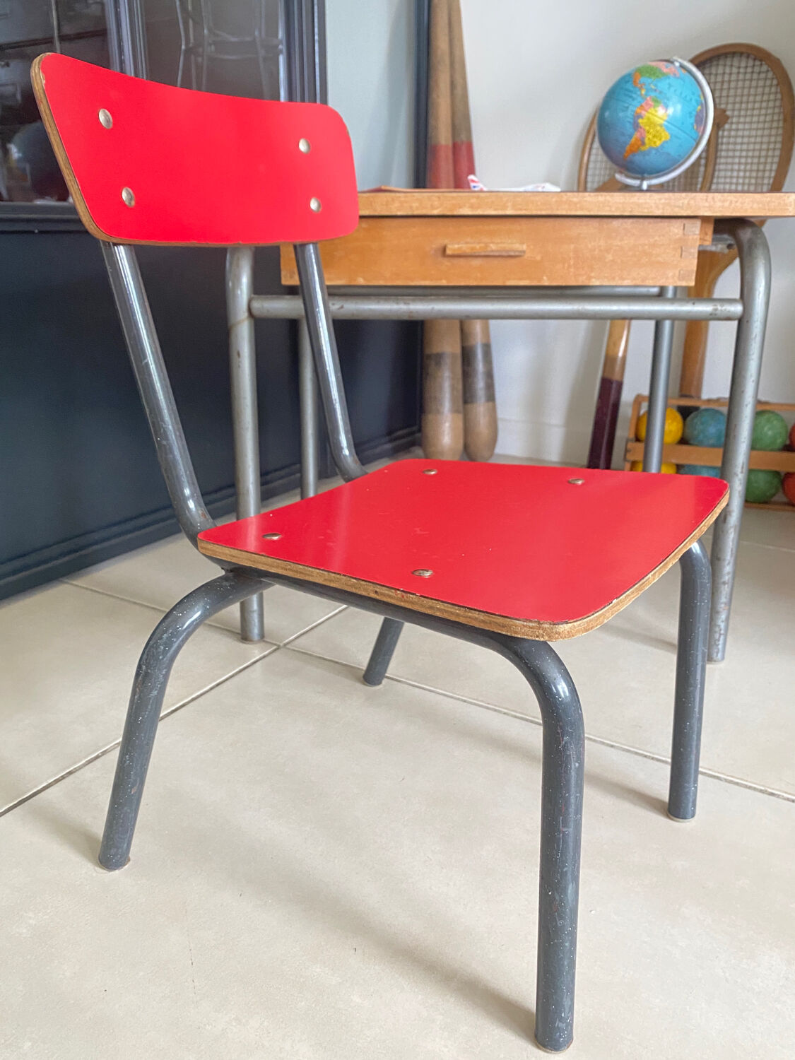 Vintage Formica children's desk and chair set