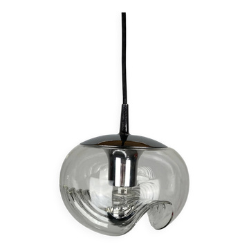 Peill & Putzler Futura suspension in ribbed glass and chrome 1970