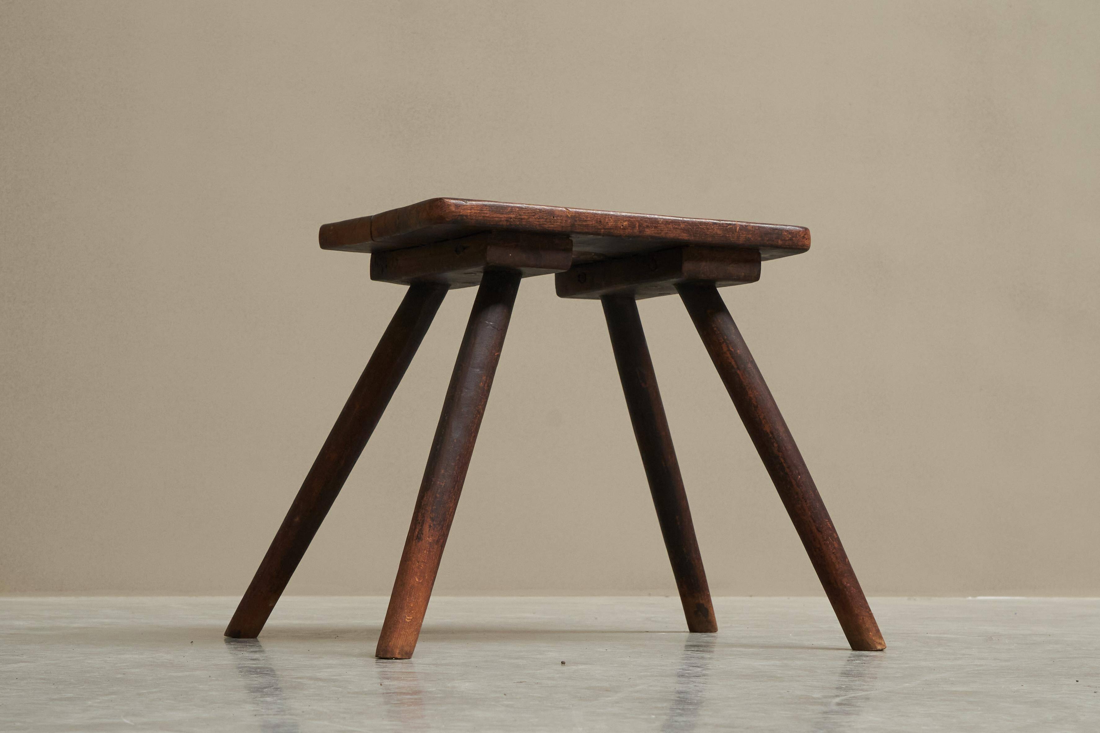Stool or solid wood side table, mid-century style, 1950s