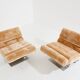 Pair of steel and Mohair velvet armchairs by François Monnet 1970