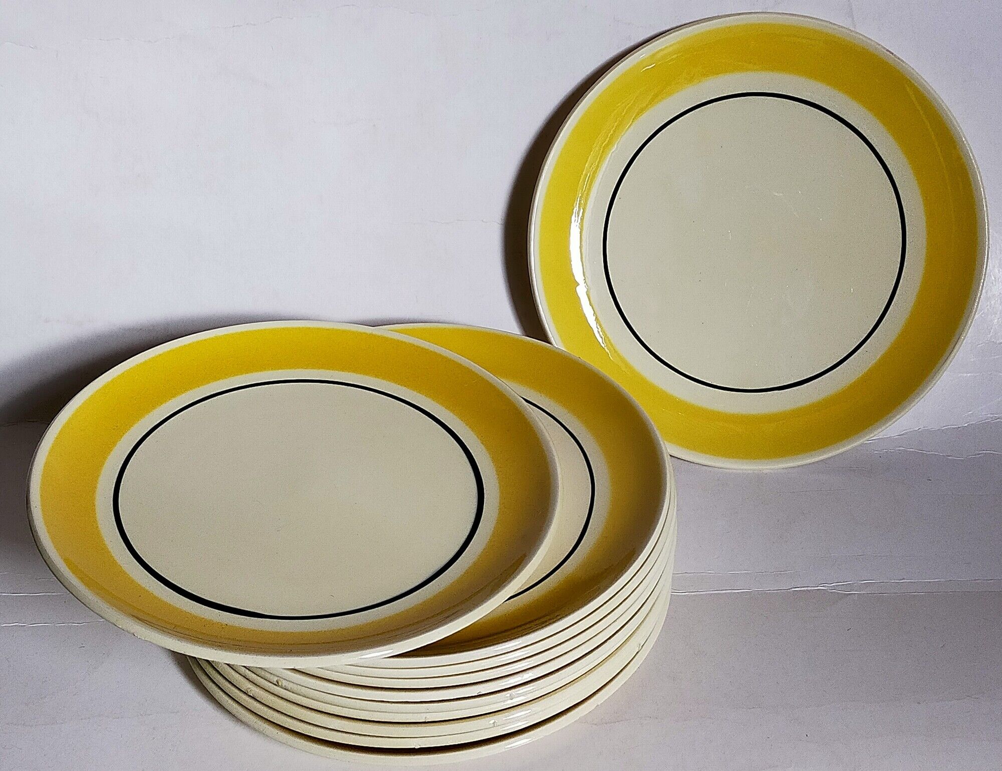 Ten dessert plates faience from gien creation primefleur, vintage "caroline" service