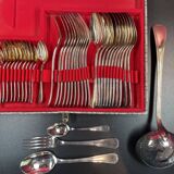 Christofle, América Model, Art Deco, 37-piece Silver-Plated Cutlery Set