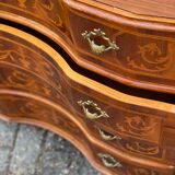 Vintage Inlay Wood Chest of Drawers in the Style of Louis XIV