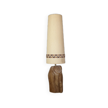 Brutalist oak sculpture lamp