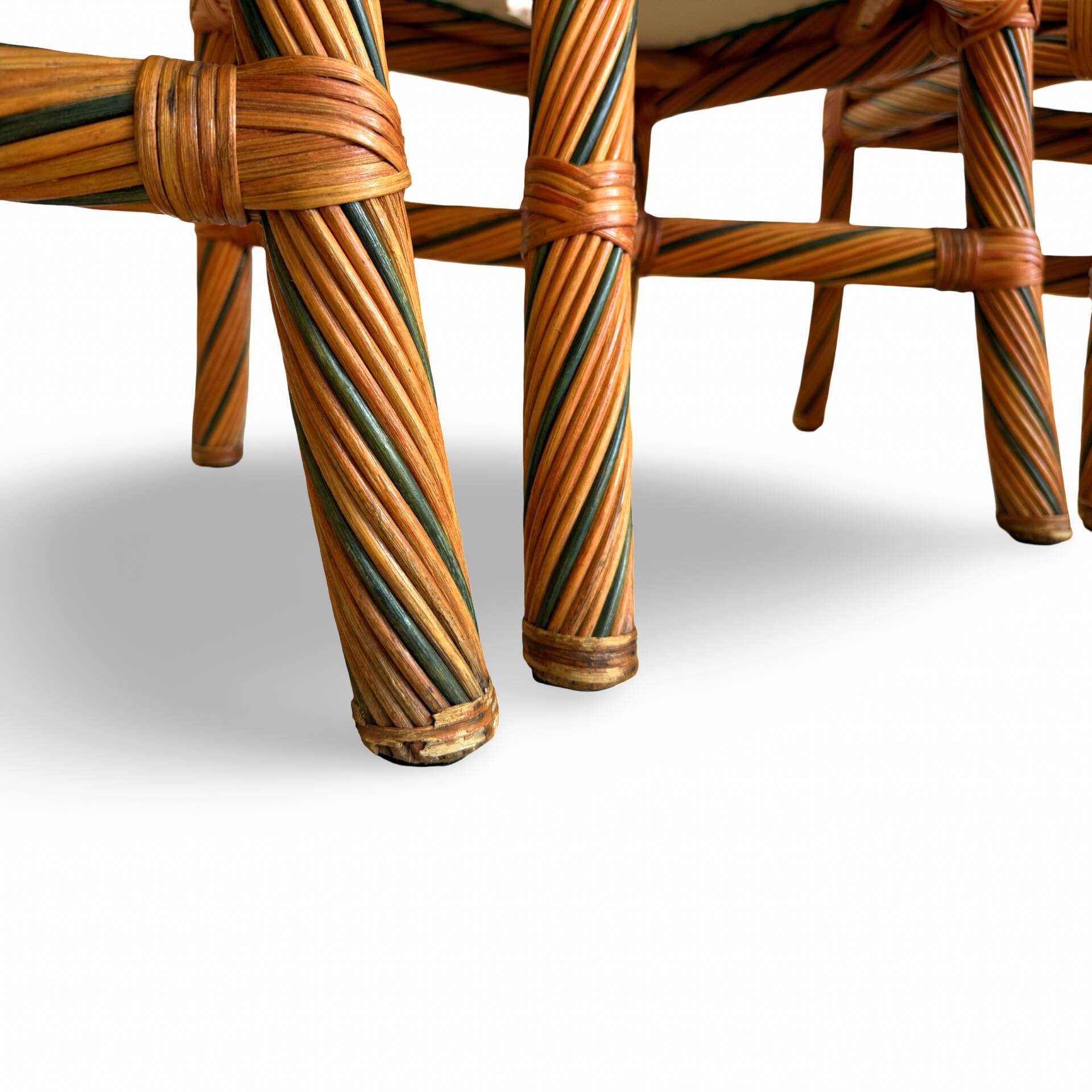 Set of six vintage bamboo and rattan dining chairs