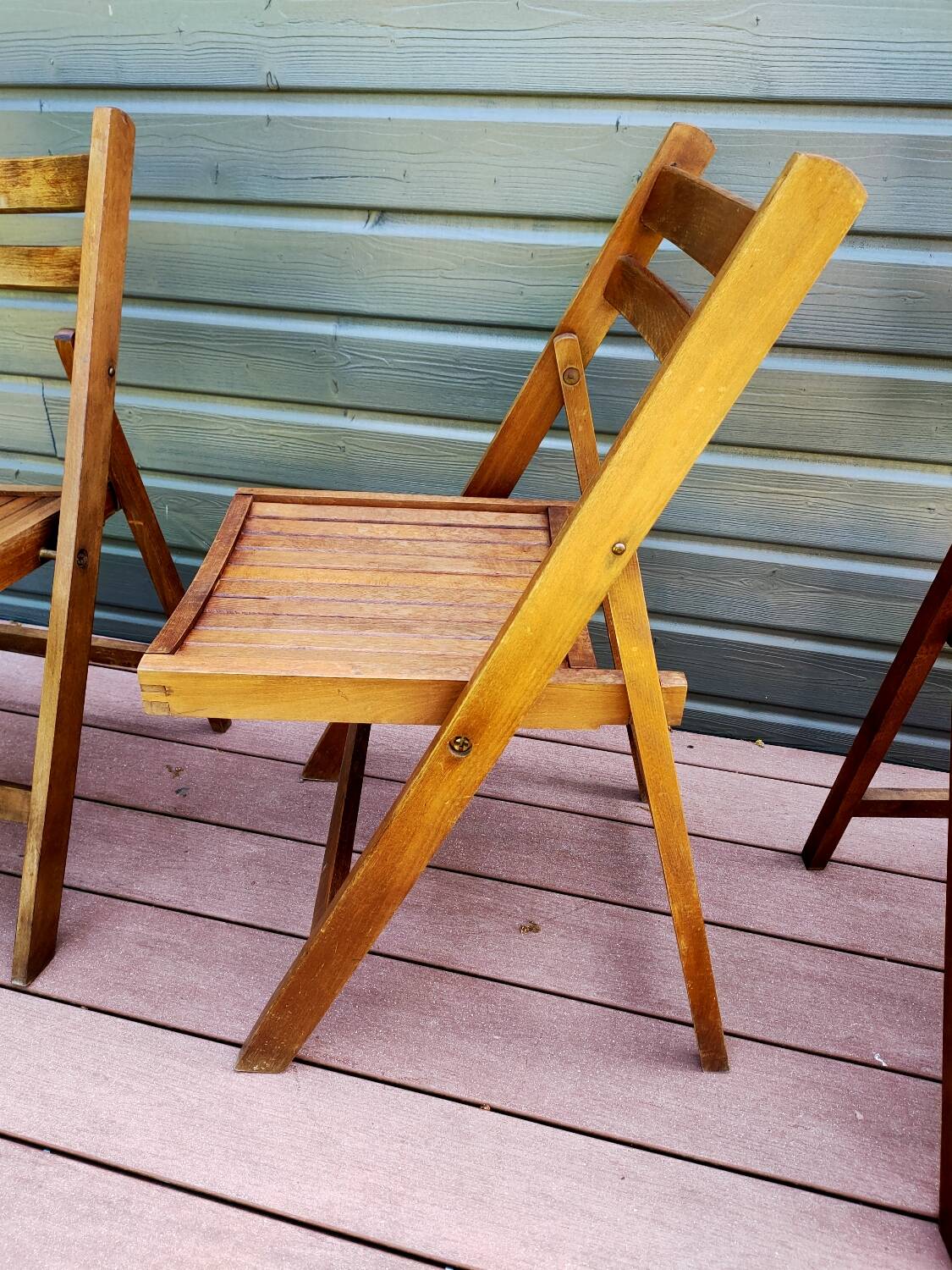 Ensemble de 3 chaises pliantes en hêtre