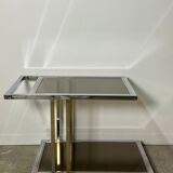 Belgo chrome tray / rolling table in chrome and gilded brass 70'S