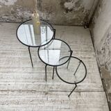 1950s metal and glass nesting coffee tables