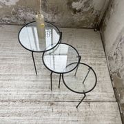 Tables basses gigogne métal et verre années 50