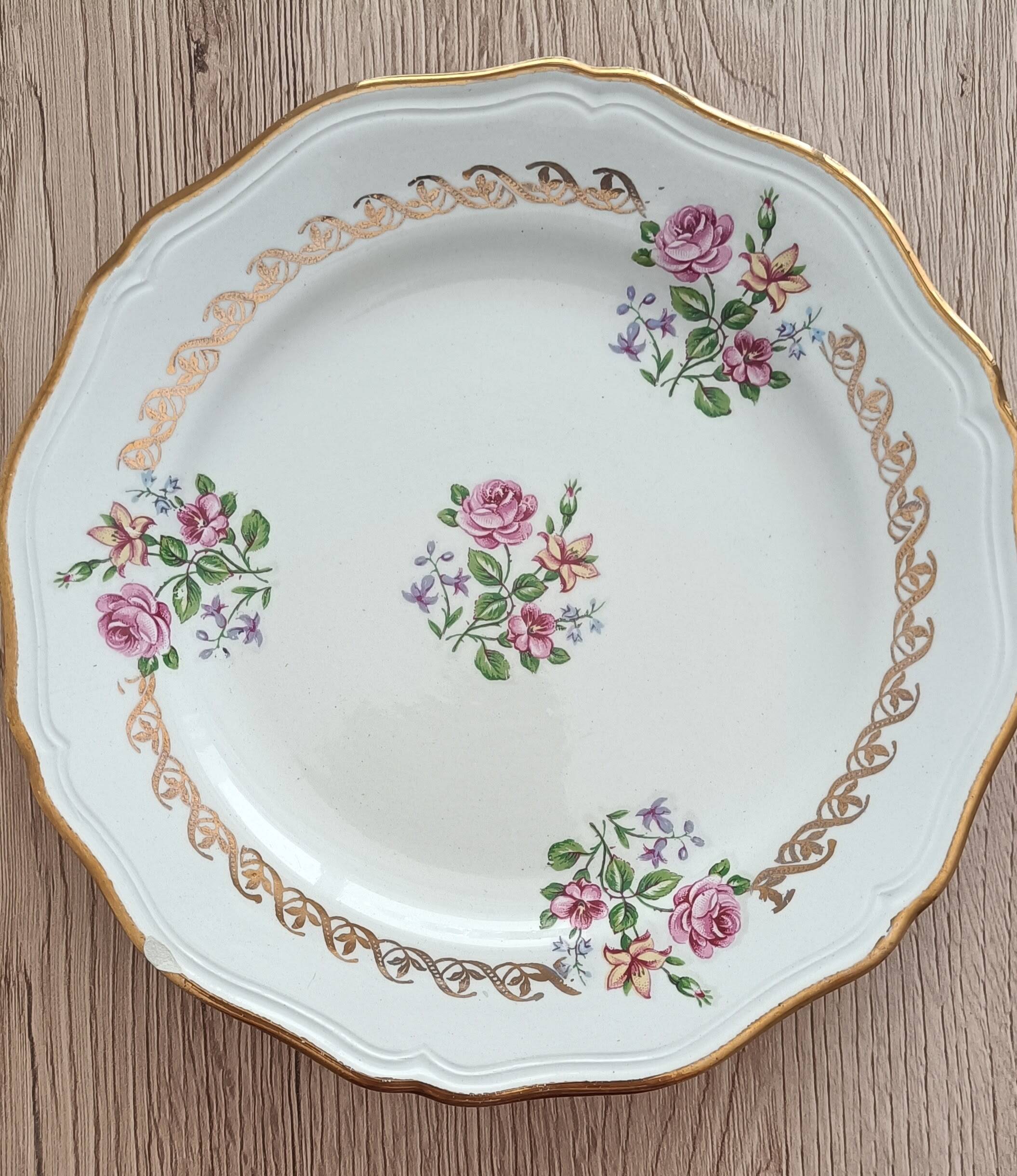 Set of flat dessert service and 6 plates l'Amandinoise St-Amand
