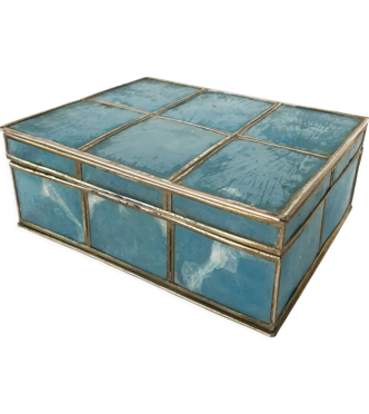 Boite en nacre bleue
