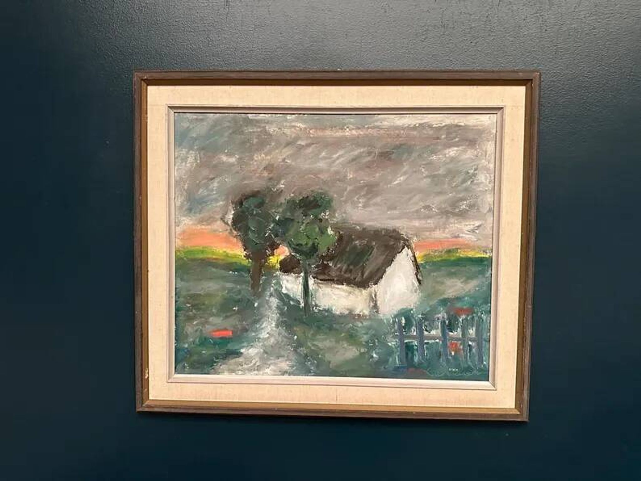 Original Danish Oil on Panel – “Landskap med hus” by Kai Nielsen – Signed – Vintage & Framed
