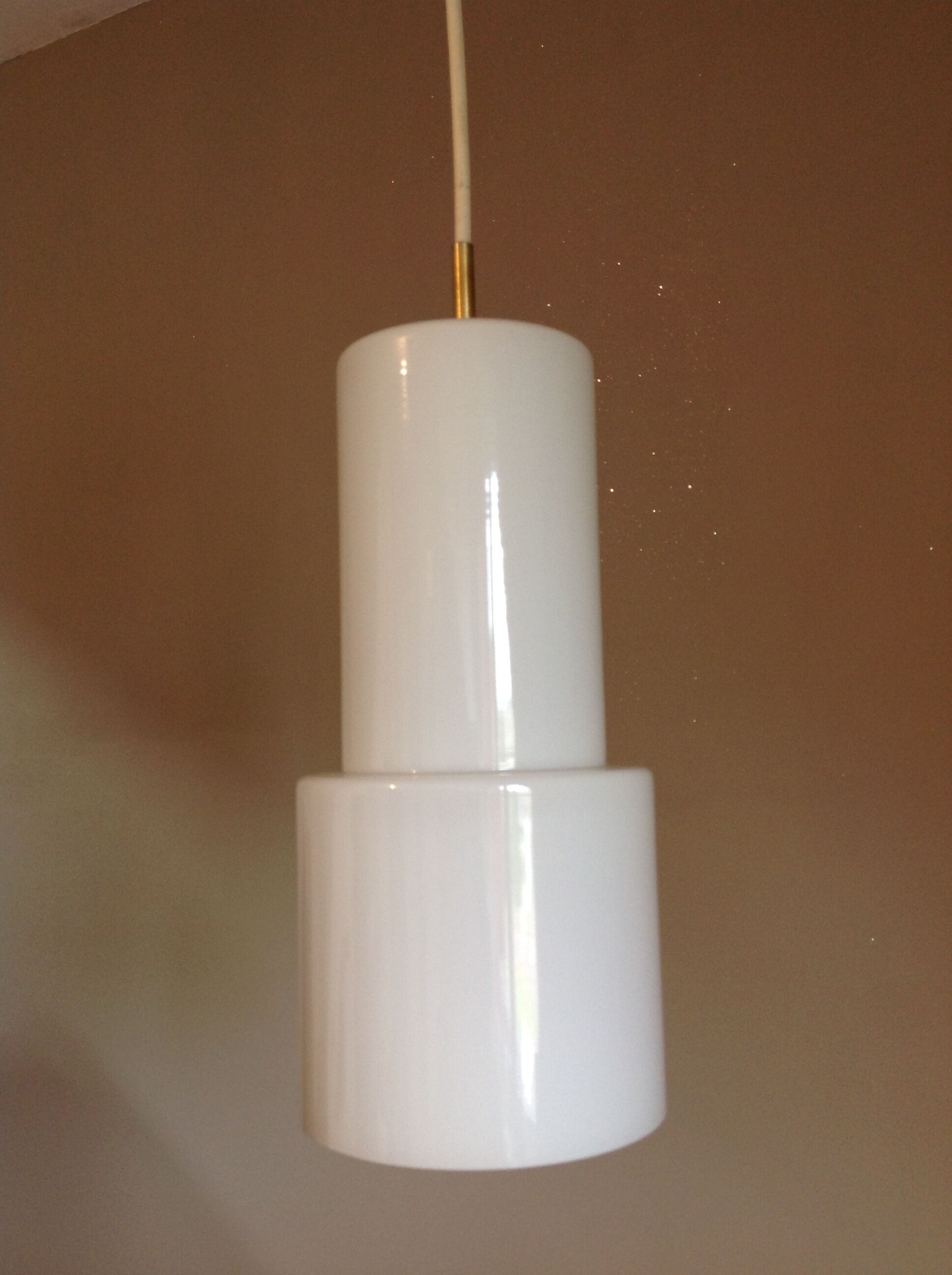 White opaline tube hanging lamp, vintage, 60s - 70s