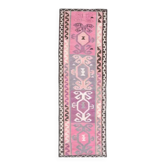 Tapis coureur vintage turc en laine et coton noué à la main des années 1970, 98x303.
