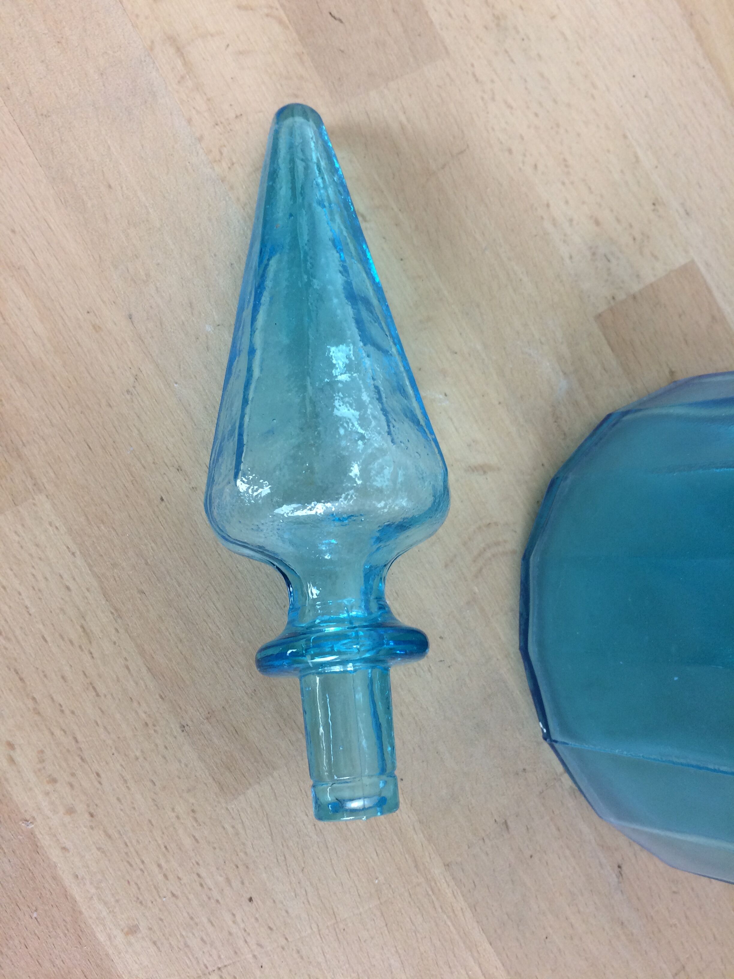 Carafe bouteille Empoli 68 cm italienne, verre bleu