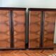 Lot de 2 armoires à rideaux Art Déco en bois marron, 1930s, intérieur compartimenté