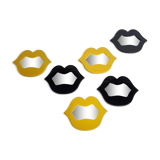 Set of 6 vintage mirrors "Marilyne" creation Samson, black and yellow, 70s