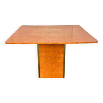 Elm burl and brass table, vintage 1970