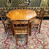 Ensemble table et 4 chaises en bois effet bambou