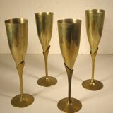 4 flûtes , coupes à champagne en laiton
