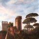 Landscape With A Castle, Oil On Canvas, Signed M.g., Italy, 18th Century