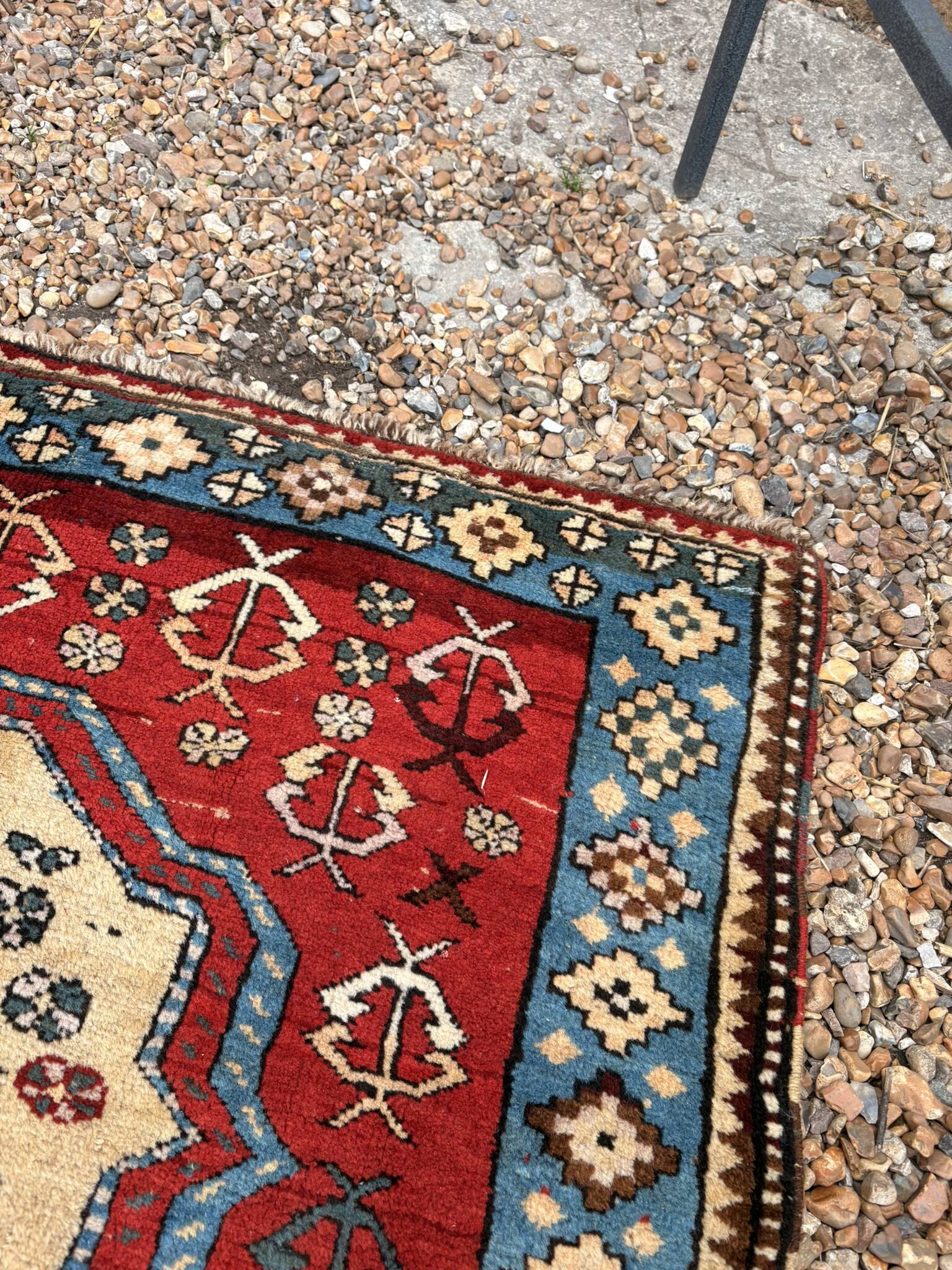 Vintage Caucasian Kazak carpet handmade USSR 1950 - wool on wool 255x120