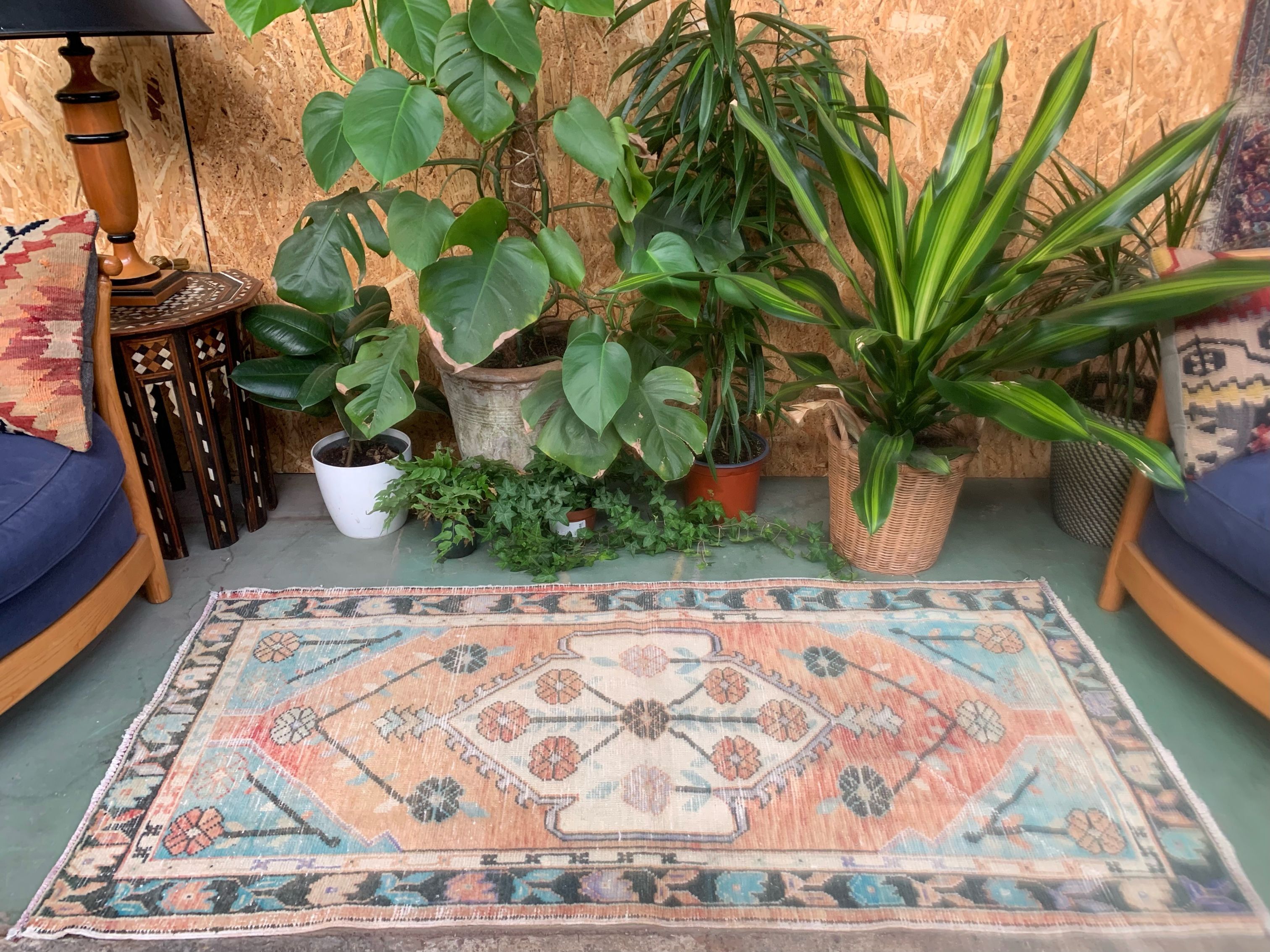 Turkish oushak rug 164x77 cm vintage carpet