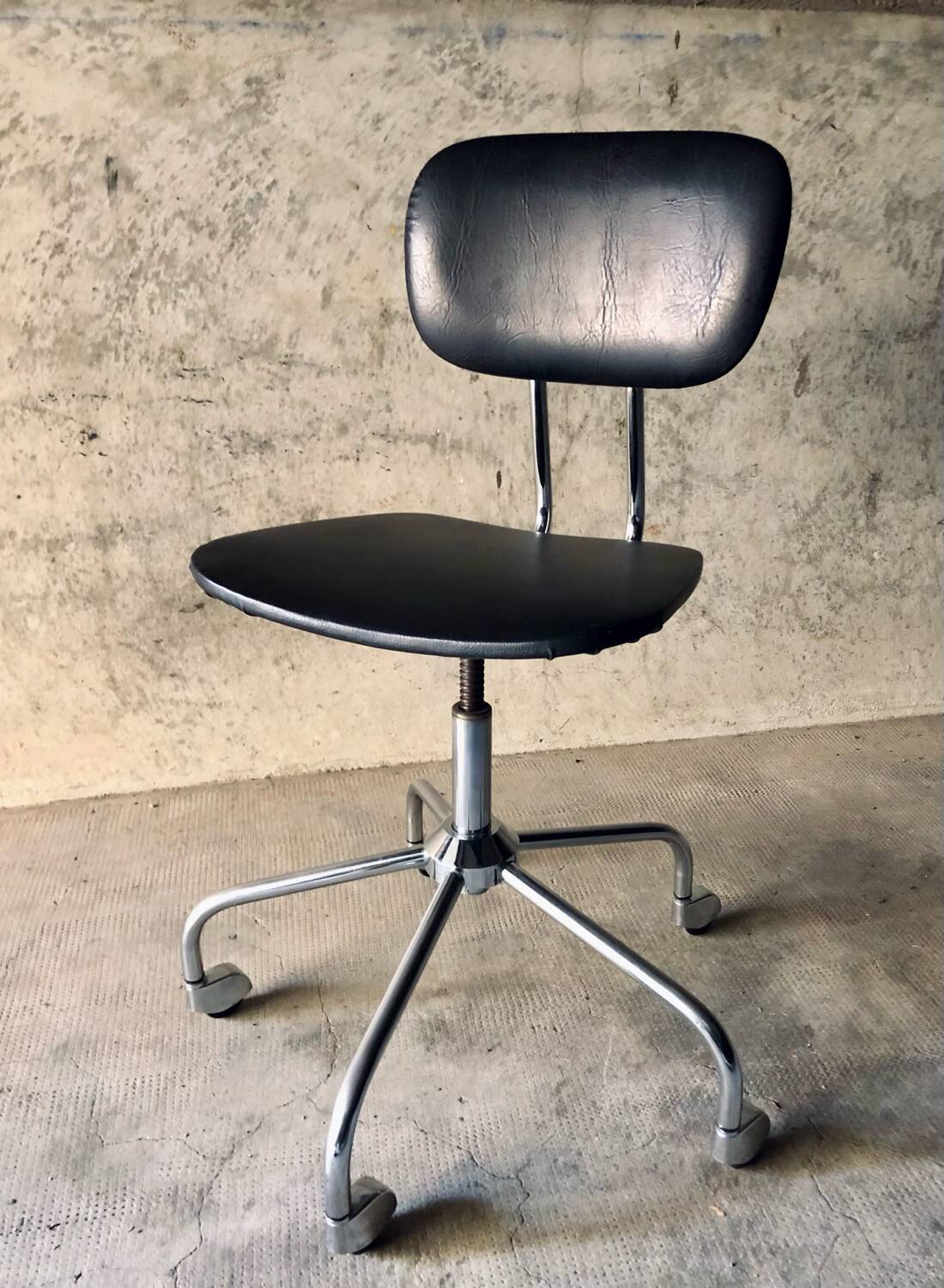 1950s/60s Chrome and Faux Leather Office Chair