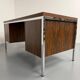 Vintage desk with rosewood veneer and chrome metal design from the 1970s.