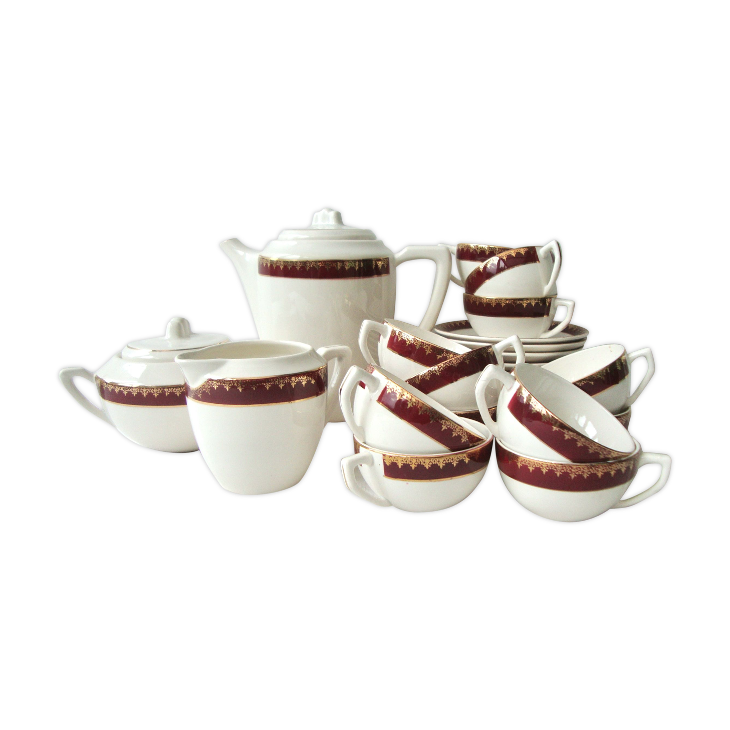 Coffee service earthenware Digoin Sarreguemines