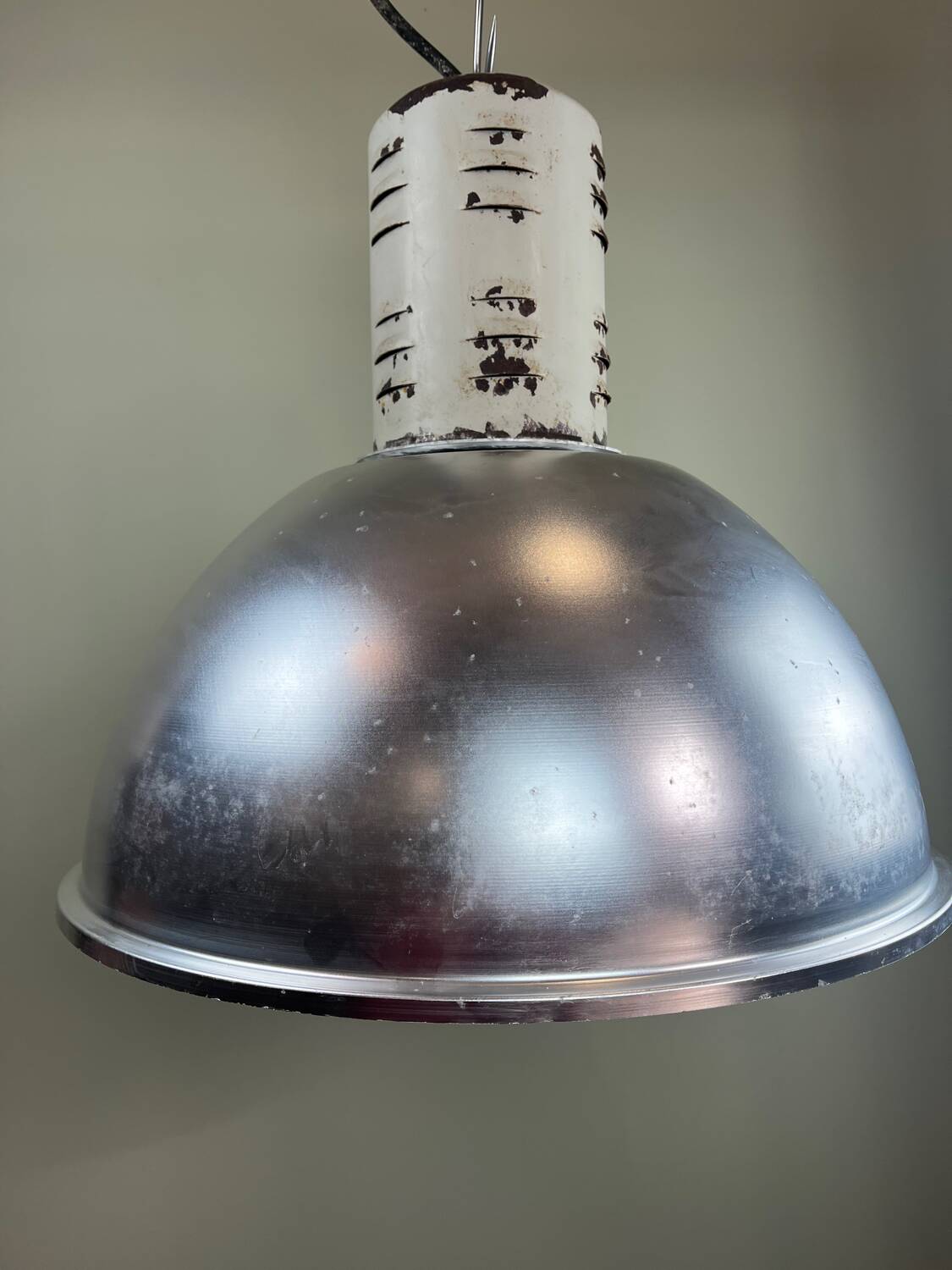 Rare industrial suspension Osram HQL – large aluminium reflector 53