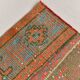 2x9 Vintage Coral Orange & Green Turkish Runner Rug, 70x275Cm