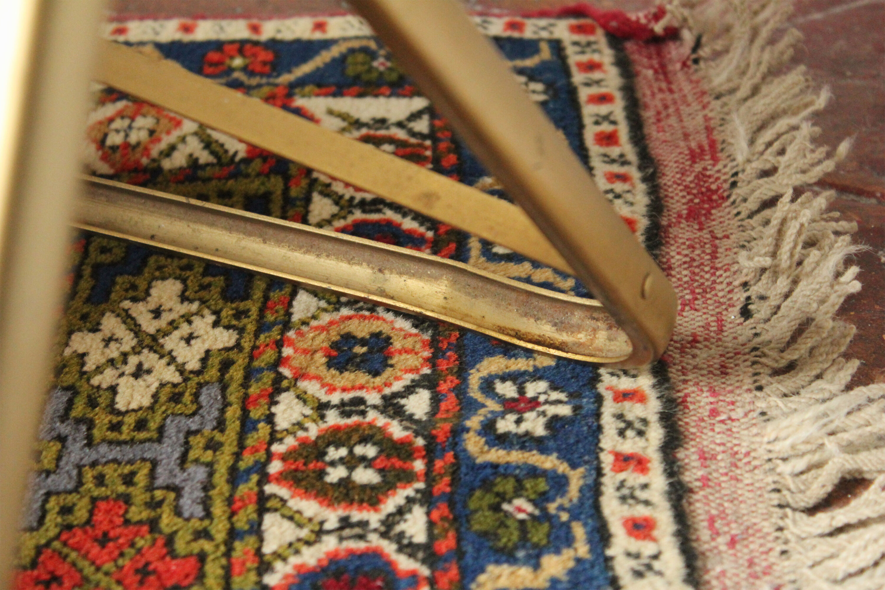 Folding chaisor chairs, gold structure and vintage golden yellow velvet